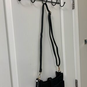 ah dorned Black Thin Leather Crossbody Strap